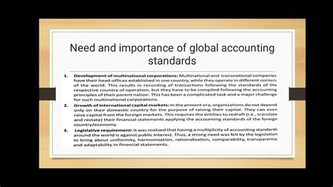 Need And Importance Of Global Accounting Standard Youtube