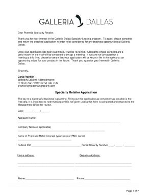 Fillable Online Pdf Galleria Dallas Specialty Retailer Leasing