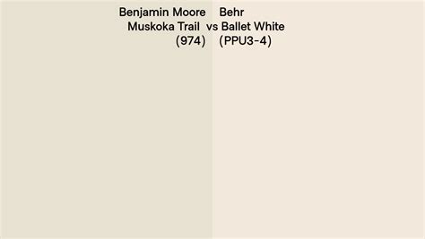 Benjamin Moore Muskoka Trail 974 Vs Behr Ballet White PPU3 4 Side