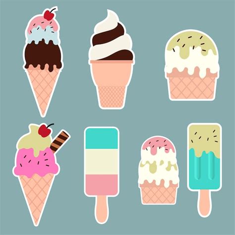 Premium Vector Ice Cream Icons Set Stikers Collection Vector