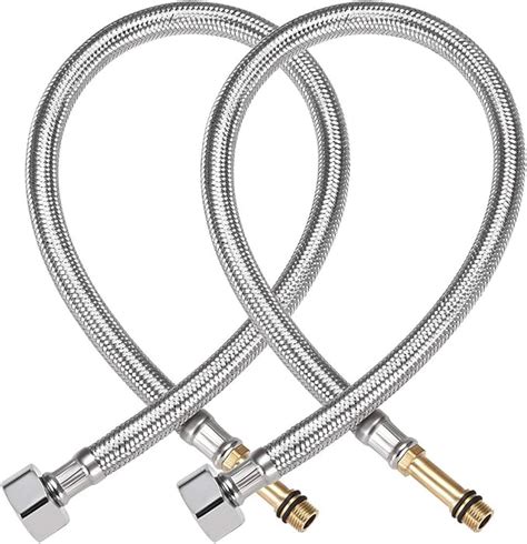 Uxcell Faucet Supply Line Connector G1 2 Female X M10 Male 16 Inch Length 304 Stainless Steel