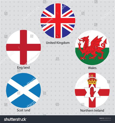 United Kingdom Collection Flags National Emblems Stock Vector Royalty