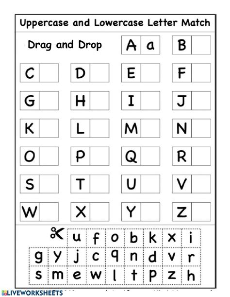 Matching Uppercase And Lowercase Letters Worksheet Free Printable