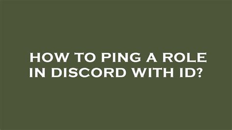 How To Ping A Role In Discord With Id YouTube