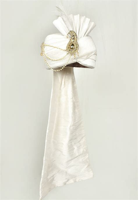 Buy Solid Color Dupion Silk Turban In Off White Online Mqt Utsav