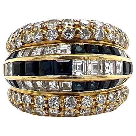 Tiffany And Co Wide Etoile 18k Yellow Gold Diamond And Platinum Band