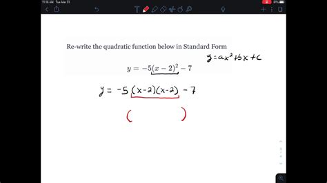 Writing Quadratics In Standard From From Factored And Vertex Form YouTube