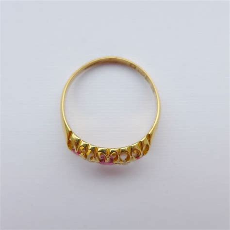 Sold Pretty Antique 18ct Gold Ring Ruby And Diamonds Full Hallmark