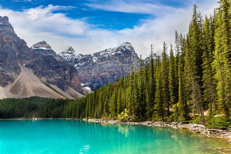 Lake Moraine Banff Stock Photo Image Of Hill Emerald