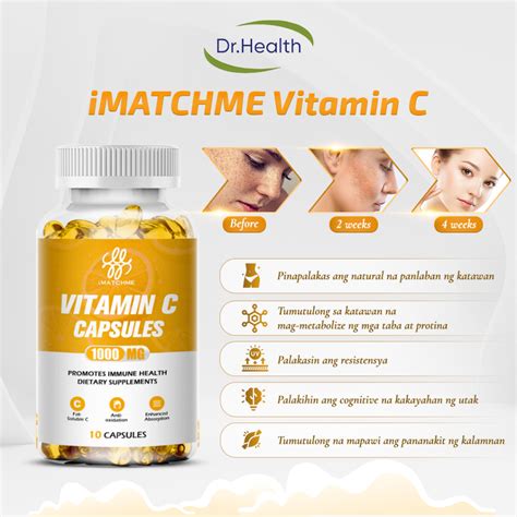 Imatchme Vitamin C Capsules Helps Whitening Skin Antioxidant Improves Immunity 30 60pcs