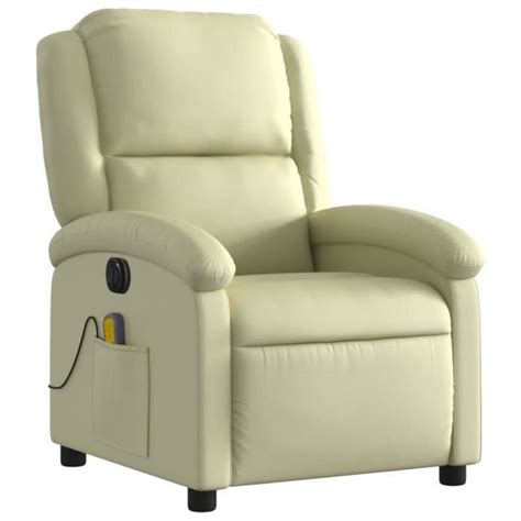 Zerodis Fauteuil De Massage Inclinable Lectrique Cr Me Cuir V Ritable