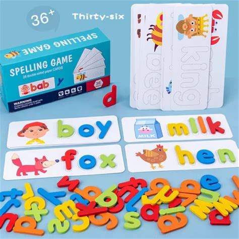 WOODEN ALPHABET LETTERS Kids Spelling Game Montessori Preschool Word Game Toys♢↑ £12.19 ...