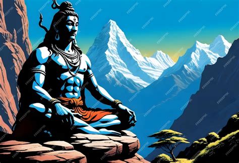 Premium Photo | Lord shiva meditating on kailash mountain