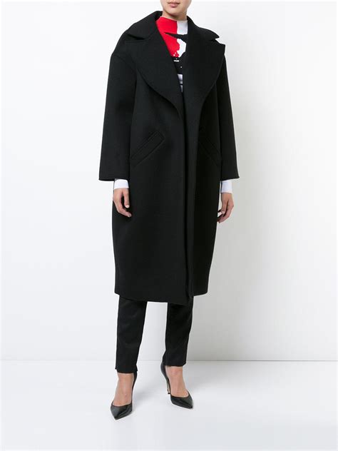 Oscar De La Renta Cotton Drop Shoulder Oversized Coat In Black Lyst