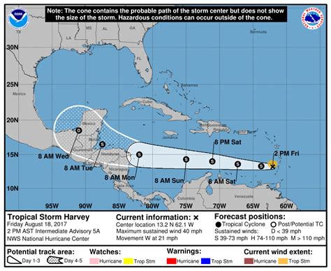 Tropical Storm Harvey Heading West