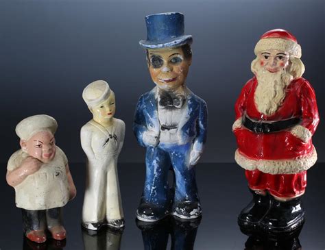 Sold At Auction Lot Of 4 Vintage Carnival Chalkware Figure Statues