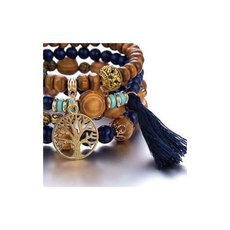 Houten Kralen Set Van Armbanden Boom Van Het Leven Dames Armband