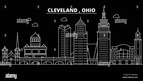 Cleveland silhouette skyline. USA - Cleveland vector city, american linear architecture ...