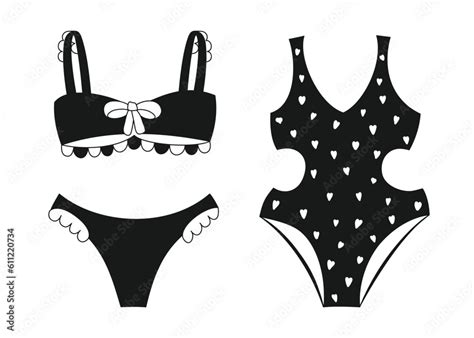 Black Silhouette Of Swimsuit S Lingerie Silhouette Stock Vector Adobe Stock