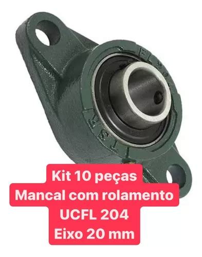 Kit 10 Pecas Rolamento Mancal Ucfl 204 Eixo 20 Mm Frete Grátis