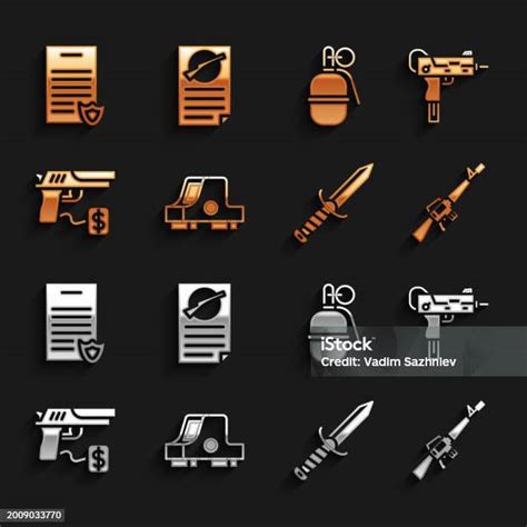 Set Collimator Sight Uzi Submachine Gun M16a1 Rifle Military Knife Buying Pistol Hand Grenade