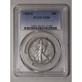 1920 D 50C Walking Liberty Half Dollar PCGS VF20