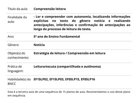 Compreens O Leitora Planos De Aula Ano L Ngua Portuguesa