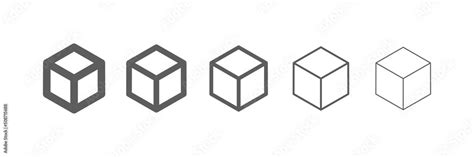 Cubic vector icons. Cube symbol set on white background. Various black ...