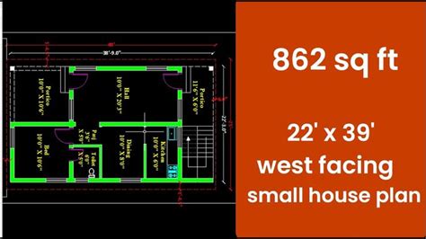 west facing house plan with Vastu I small plot plan I 862 sq ft single ...