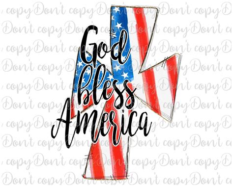 God Bless America Cross Sublimation Png Design Usa Design Etsy