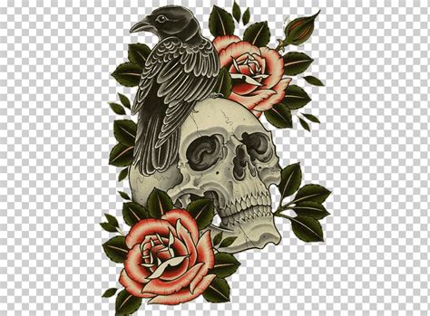 Cuervo Y Calavera Tatuaje Flash Humano Calavera Simbolismo Calavera