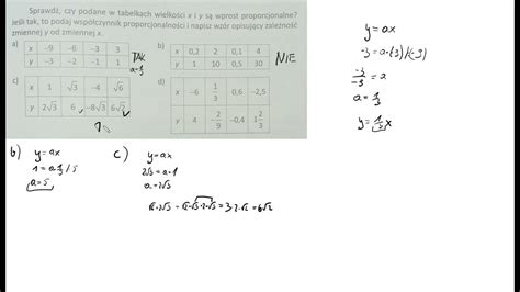 4 1 Sprawdź Czy Podane W Tabelkach Wielkości X I Y Są Wprost Proporcjonalne Youtube