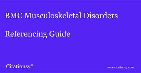 BMC Musculoskeletal Disorders Referencing Guide ·BMC Musculoskeletal Disorders citation · Citationsy