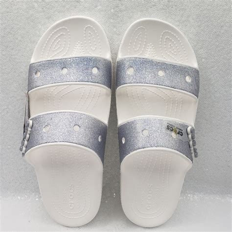 Crocs Shoes Classic Crocs Glitter Ii Strap Sandals White Silver