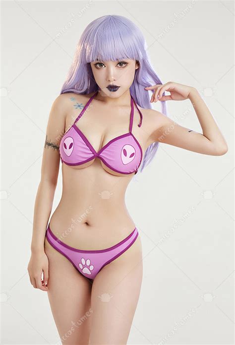 Alien Pattern Swimsuits Bathing Suits With Reflective Gauze Top And Trousers Bikini Sets For