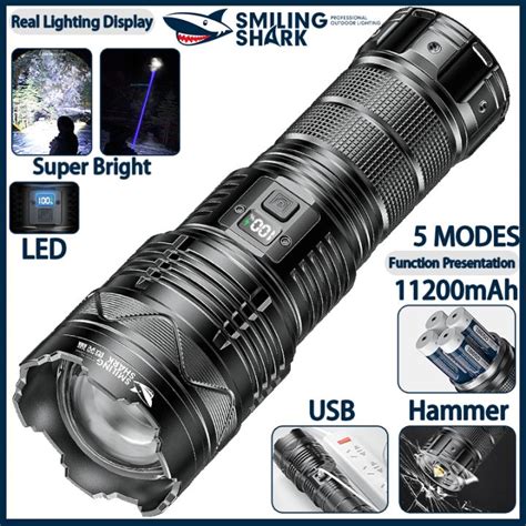 Smiling Shark Flashlight Original Sd Super Bright Torch Light Led