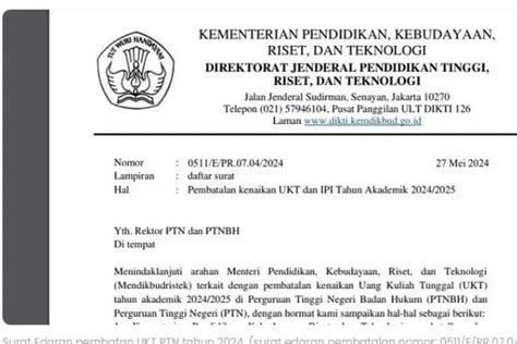 Kemendikbudristek Terbitkan Surat Edaran Tentang Pembatalan Ukt Bagi