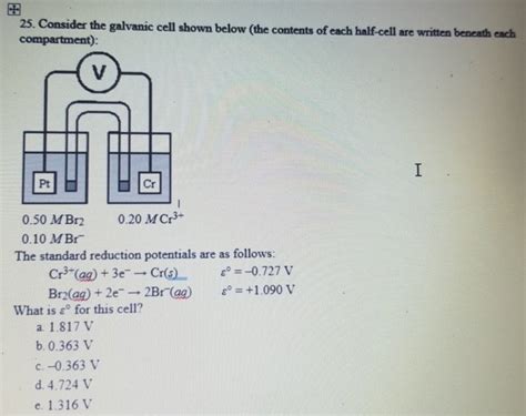 30 Consider The Galvanic Cell Shown Below The Chegg