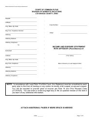 Cuyahoga County Ohio Income And Expense Statement With Affidavit Post