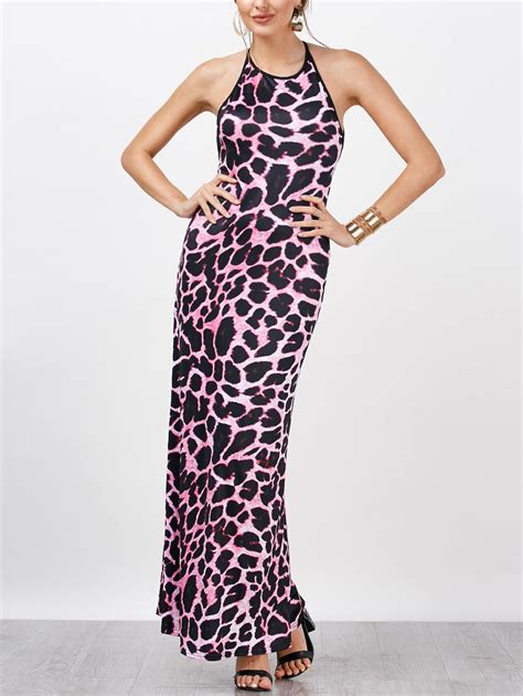 59 Off Leopard Print Fitted Maxi Evening Dress Rosegal