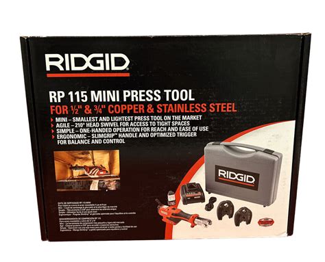 Ridgid RP115 72553 Mini Press Tool Kit W Battery And ProPress Jaws