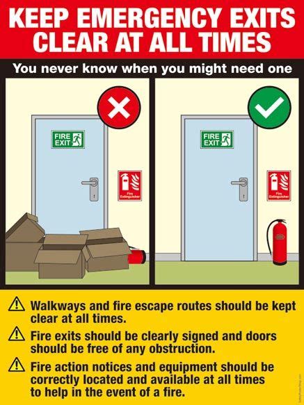 Keep Emergency Exits Clear Safety Poster Shop Fire Safety Poster