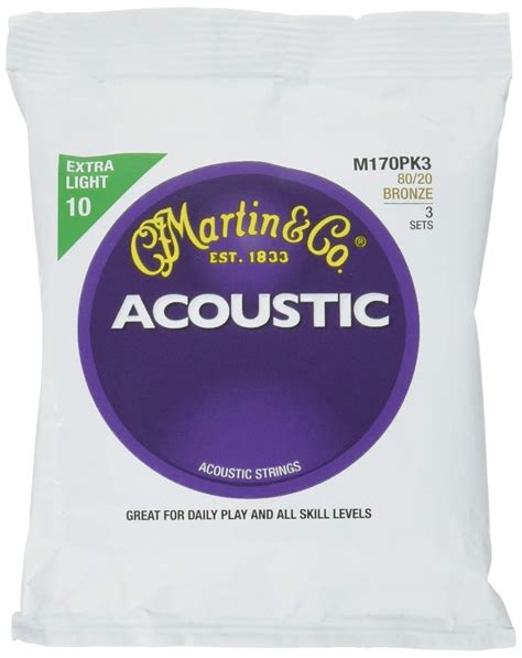 Amazon.com: Martin M170 80/20 Bronze Acoustic Guitar Strings, Extra ...