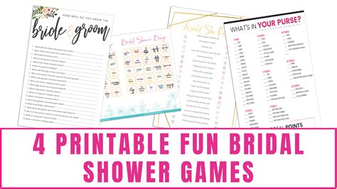 4 printable fun bridal shower games