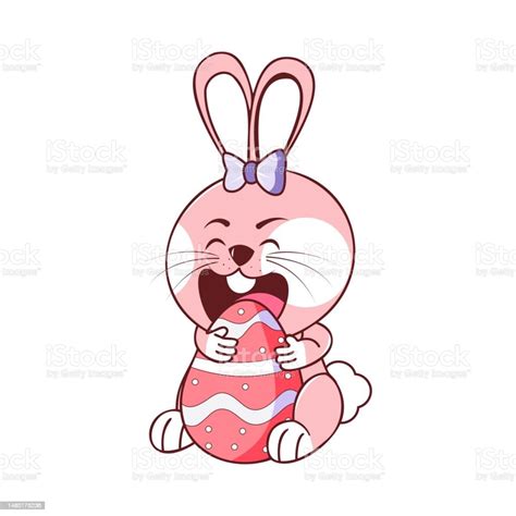 Vector Cartoon Cute Easter Rabbit Isolated Illustration Stock