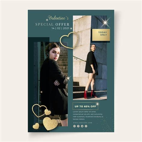 Free Vector Valentines Day Sales Flyer Square