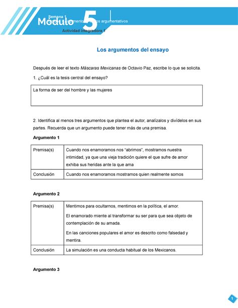 Actividad Integradora 1 Modulo 5 Semana 1 PLS Los Argumentos Del