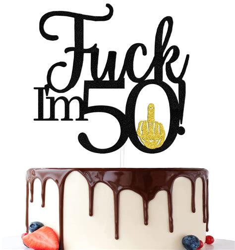 Buy Fuck I M 50 Cake Topper Black Gold Glitter Happy 50th Birthday Cake Topper 50 Cake Topper