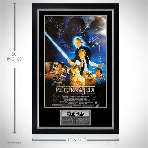 Star Wars Return Of The Jedi Cast Signed Poster Custom Frame