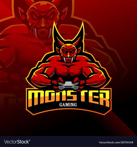 Monster gaming esport mascot logo Royalty Free Vector Image